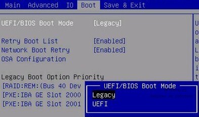 BIOS UEFI Legacy